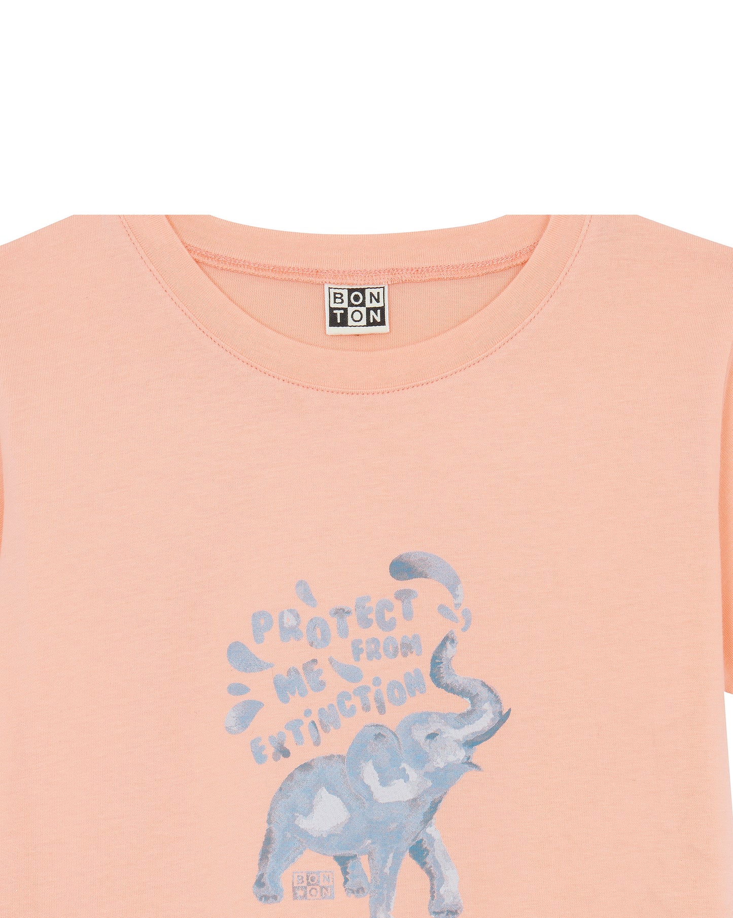 T-shirt - Tubog orange coton GOTS imprimé éléphant