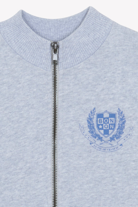 Sweat - Samy zippé gris coton organique - Image principale