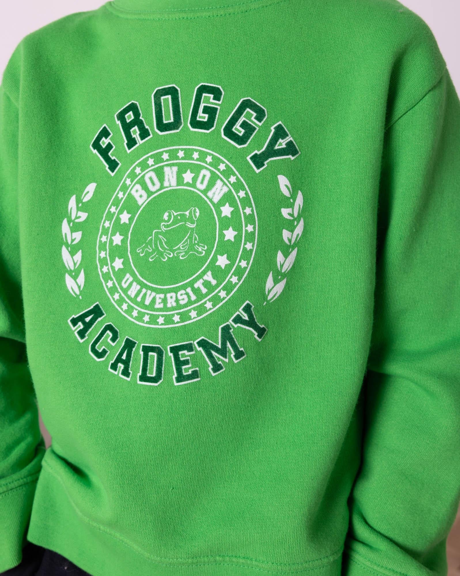 Sweat Froggy vert en 100% coton