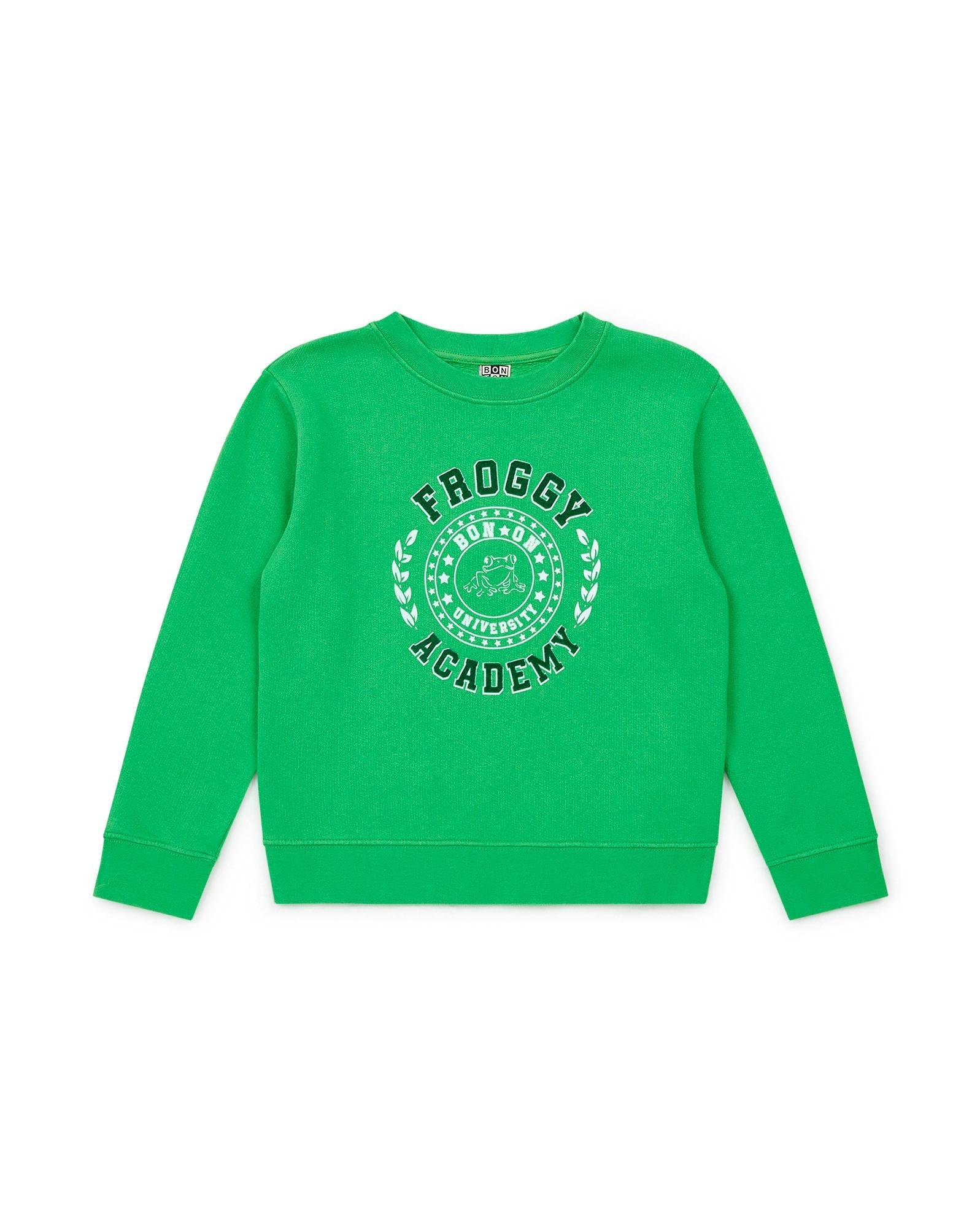 Sweat Froggy vert en 100% coton