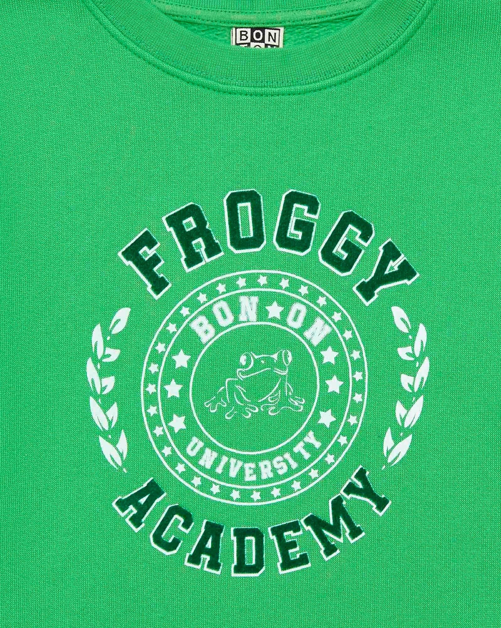 Sweat Froggy vert en 100% coton
