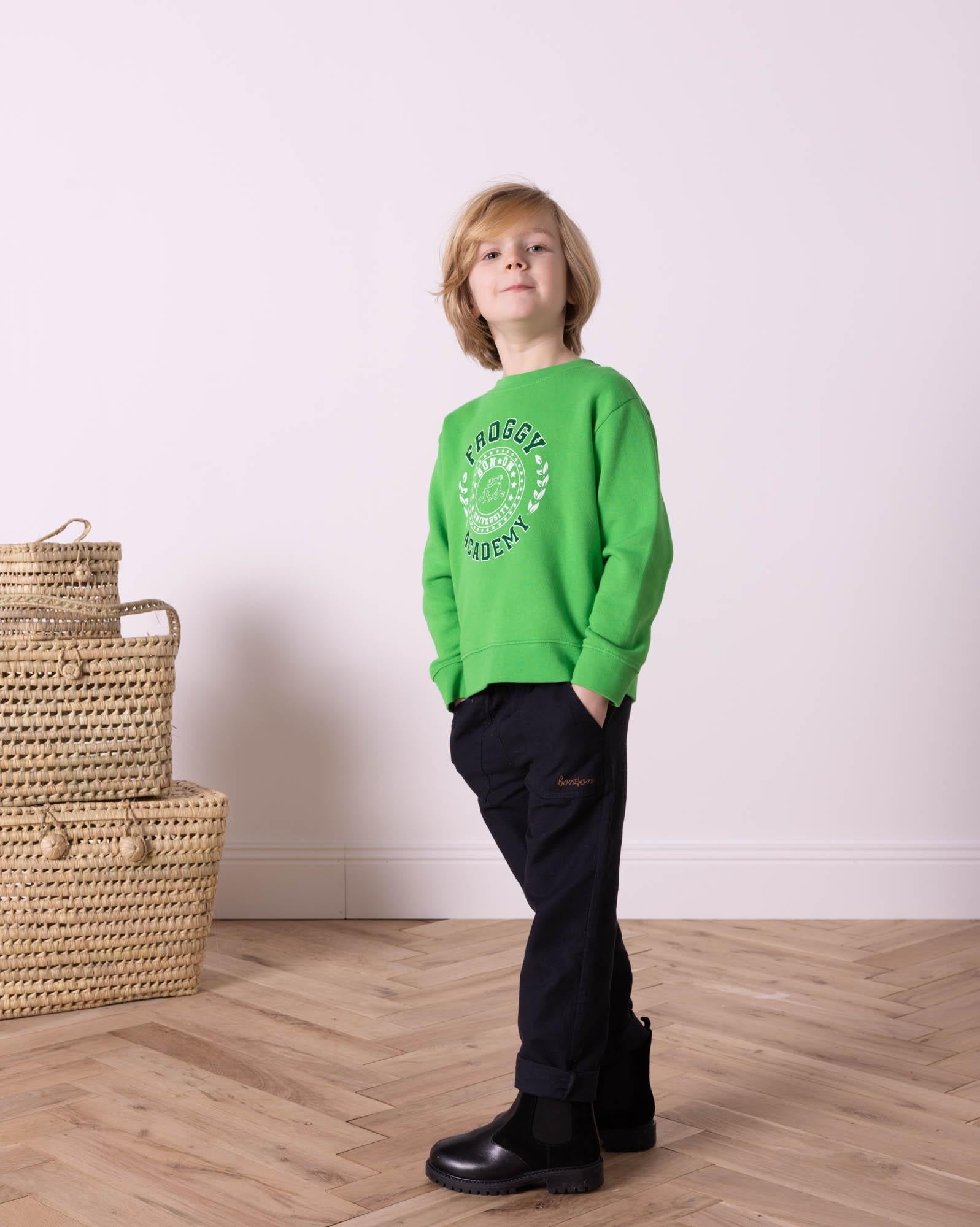 Sweat Froggy vert en 100% coton