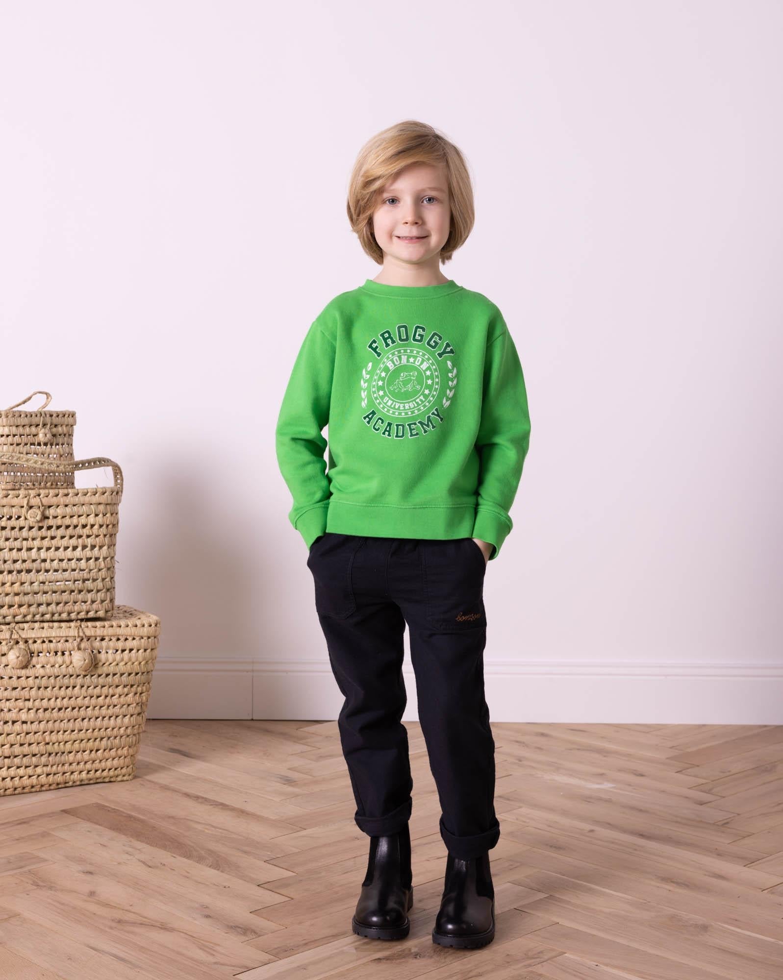 Sweat Froggy vert en 100% coton