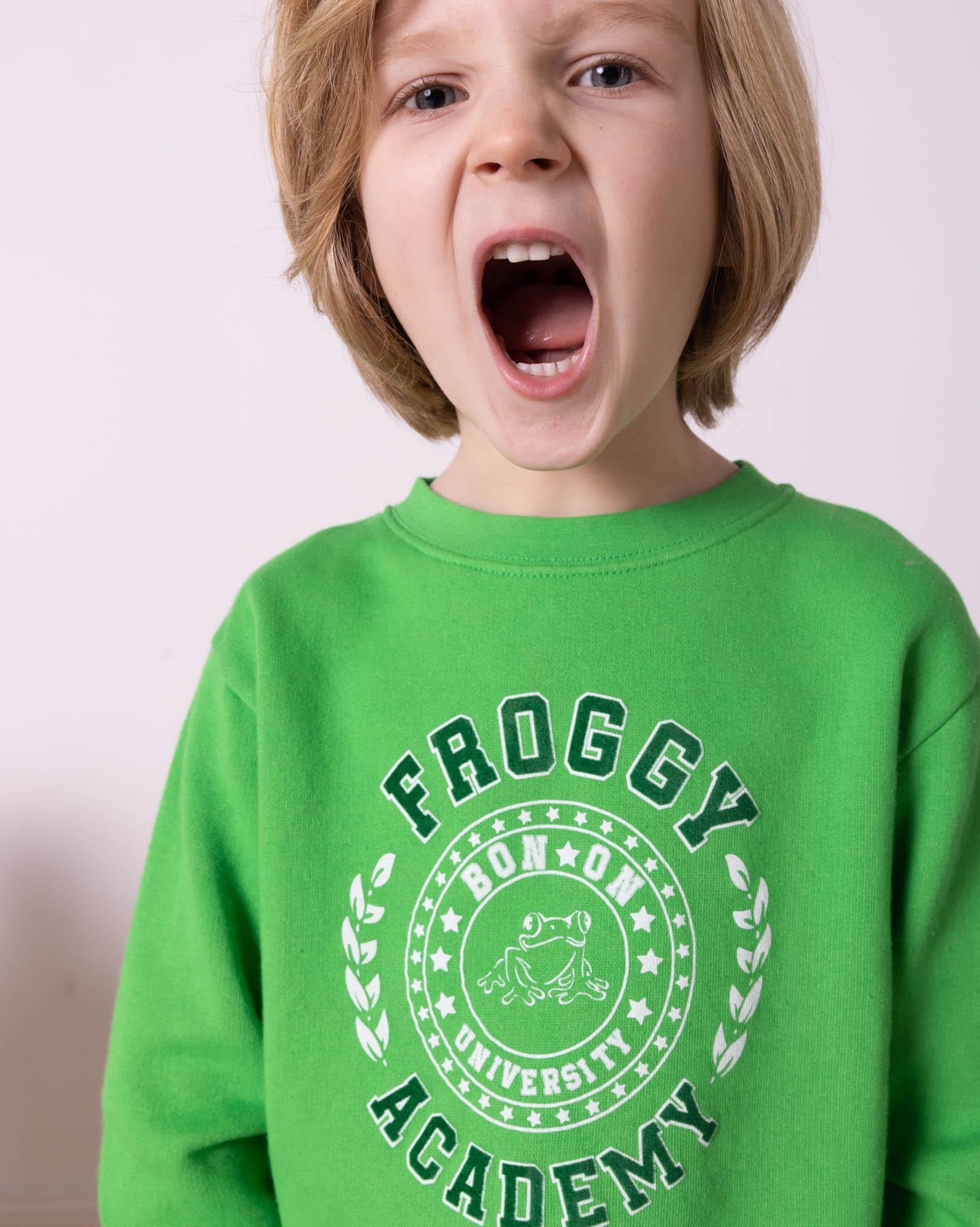 Sweat Froggy vert en 100% coton