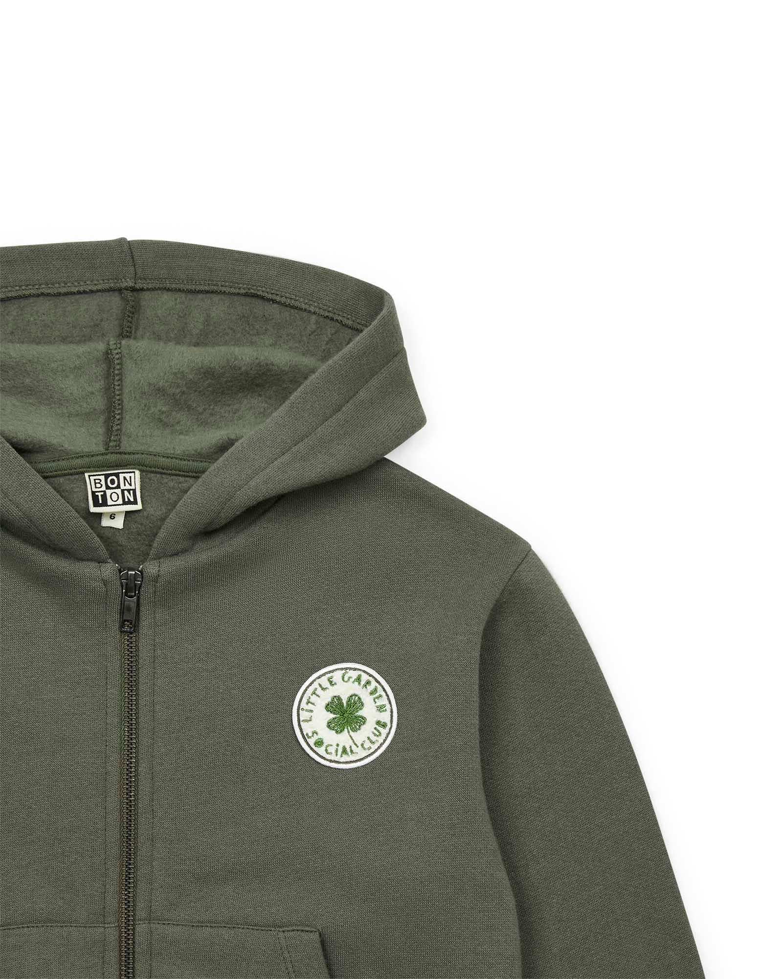 Sweat cap Little garden vert en coton