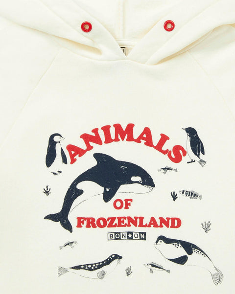 Sweat - capuche Animals beige en 100% coton biologique - Image principale
