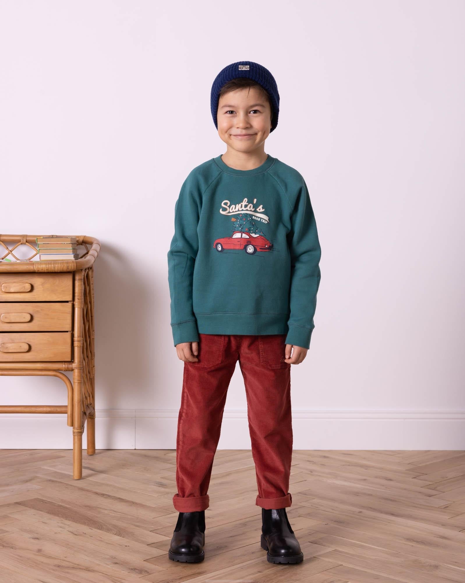 Sweat Santa vert en 100% coton