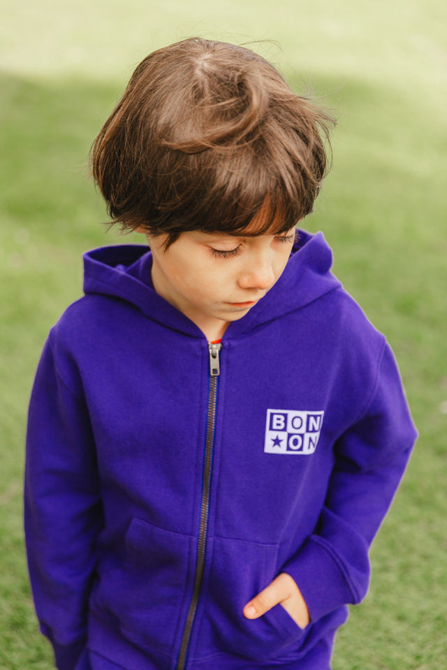 Sweatshirt has Hood Zipped - Saxo Blue 2 organic cotton kr - Image principale