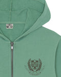 Sweatshirt has Hood Zipped - Saxo Green organic cotton