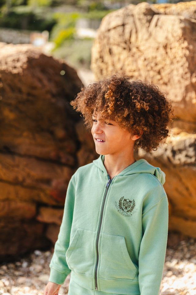 Sweatshirt has Hood Zipped - Saxo Green organic cotton - Image principale