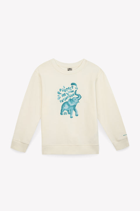 Sweat - Smile écru molleton coton imprimé éléphant - Image principale