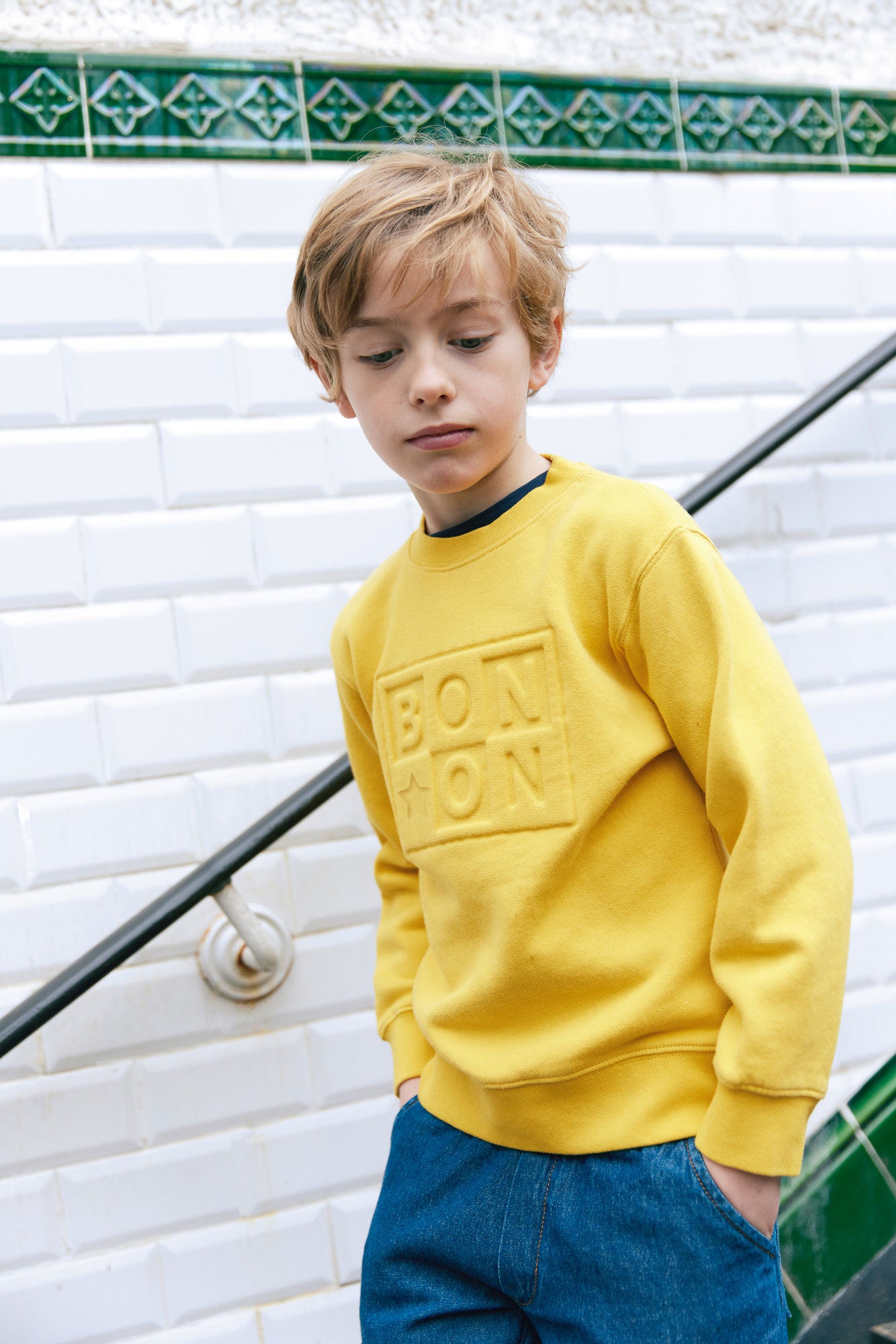 Sweat - Smile jaune retro bonton