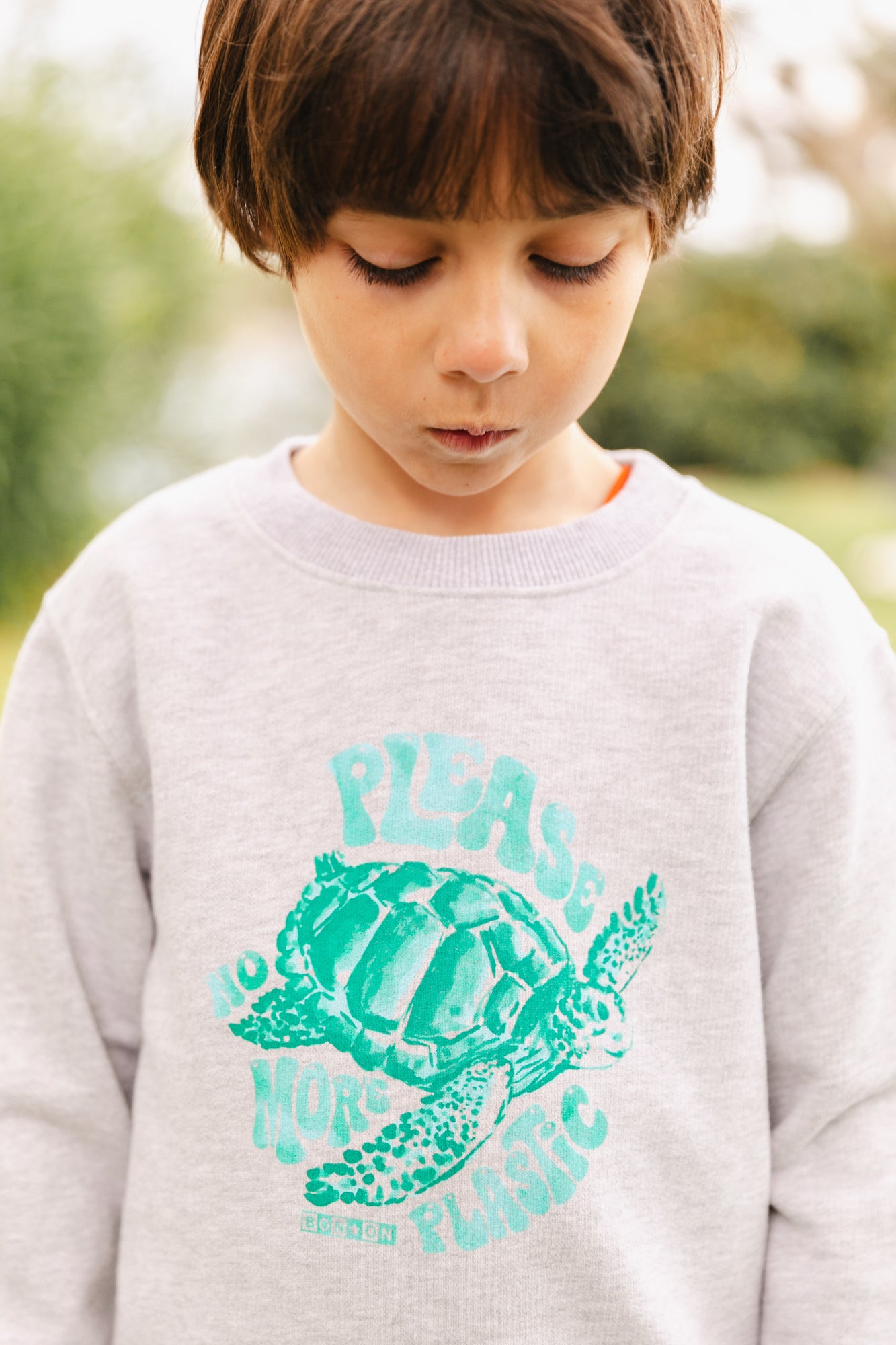 Sweat - Smile gris molleton coton imprimé tortue