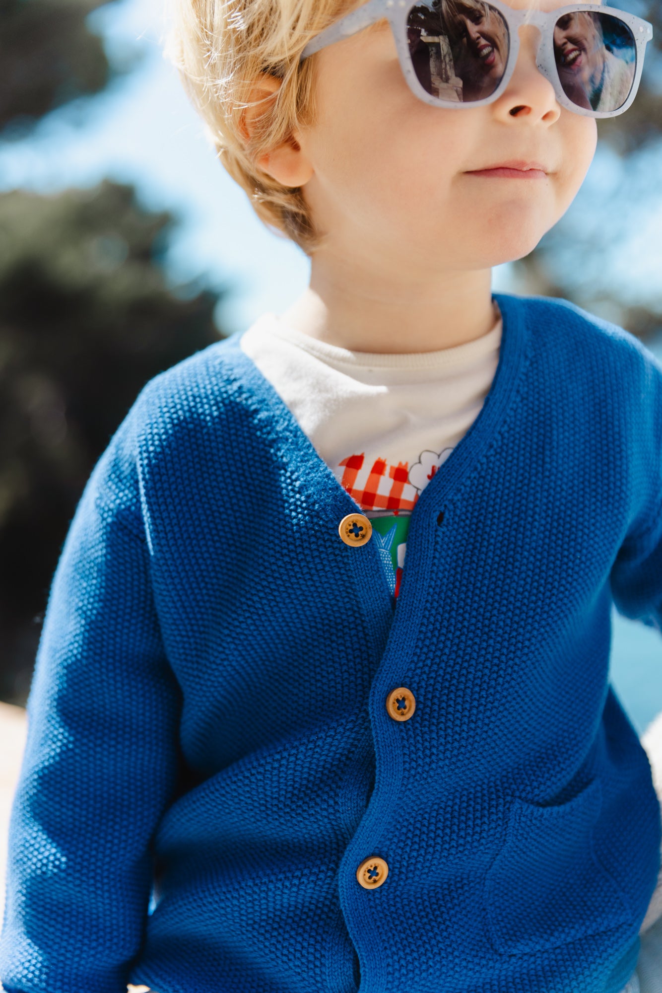 Cardigan - Toto Blue Baby Cotton point of rice