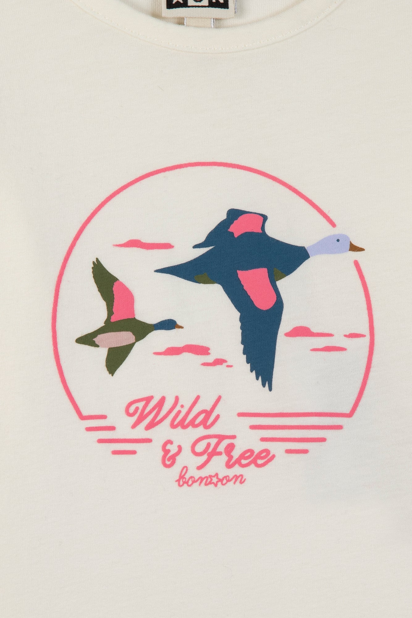 T-shirt - Taxi rose clair illustration "Wild and free"