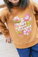 Sweatshirt - Sandy Brown Illustration flowery