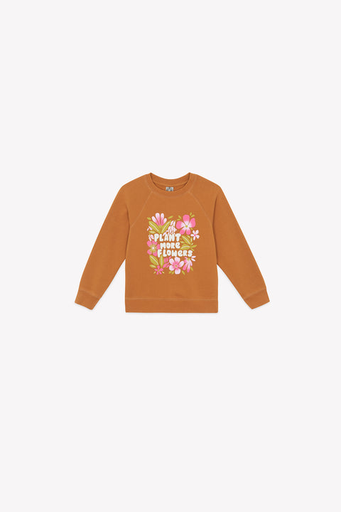 Sweatshirt - Sandy Brown Illustration flowery - Image principale