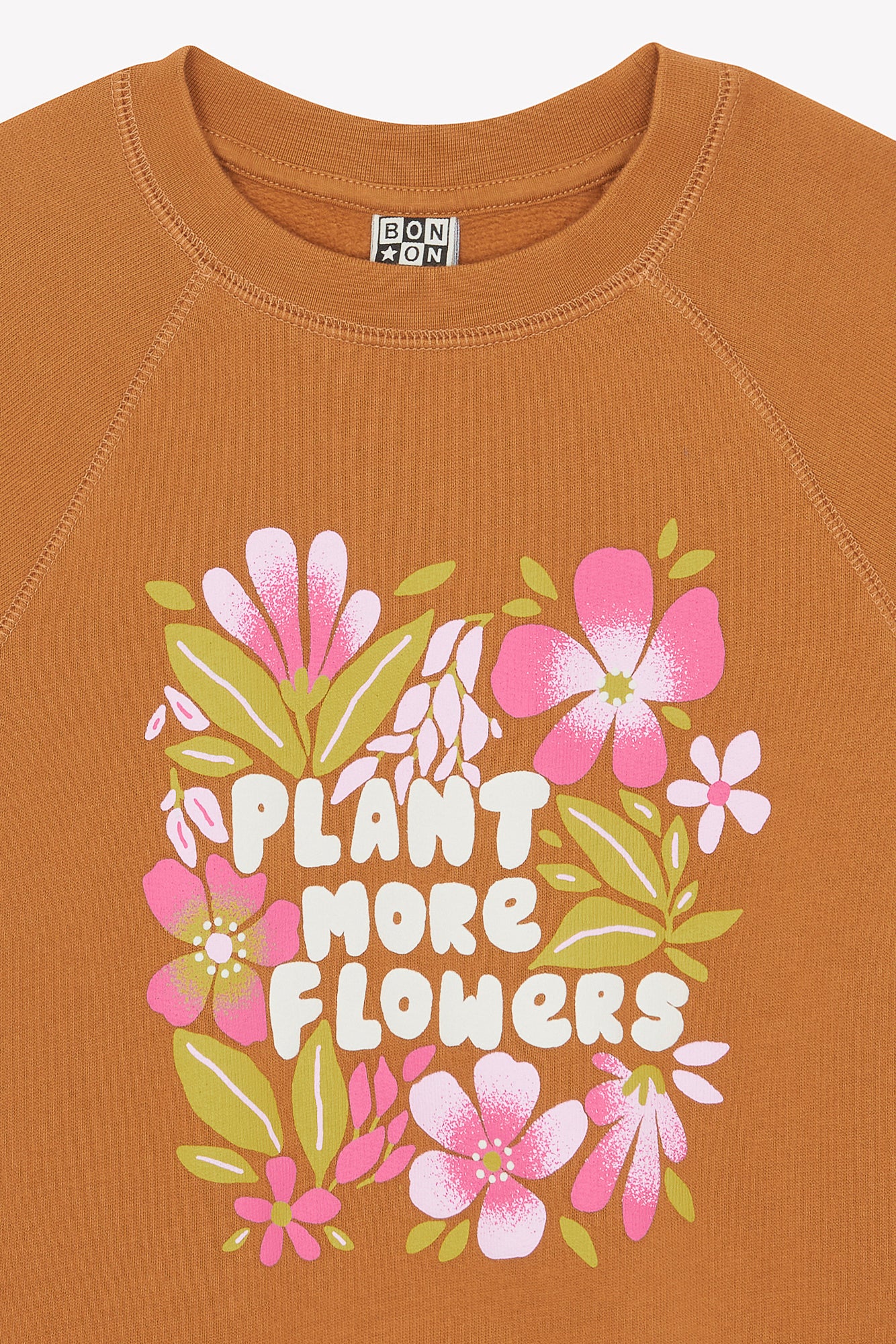 Sweatshirt - Sandy Brown Illustration flowery