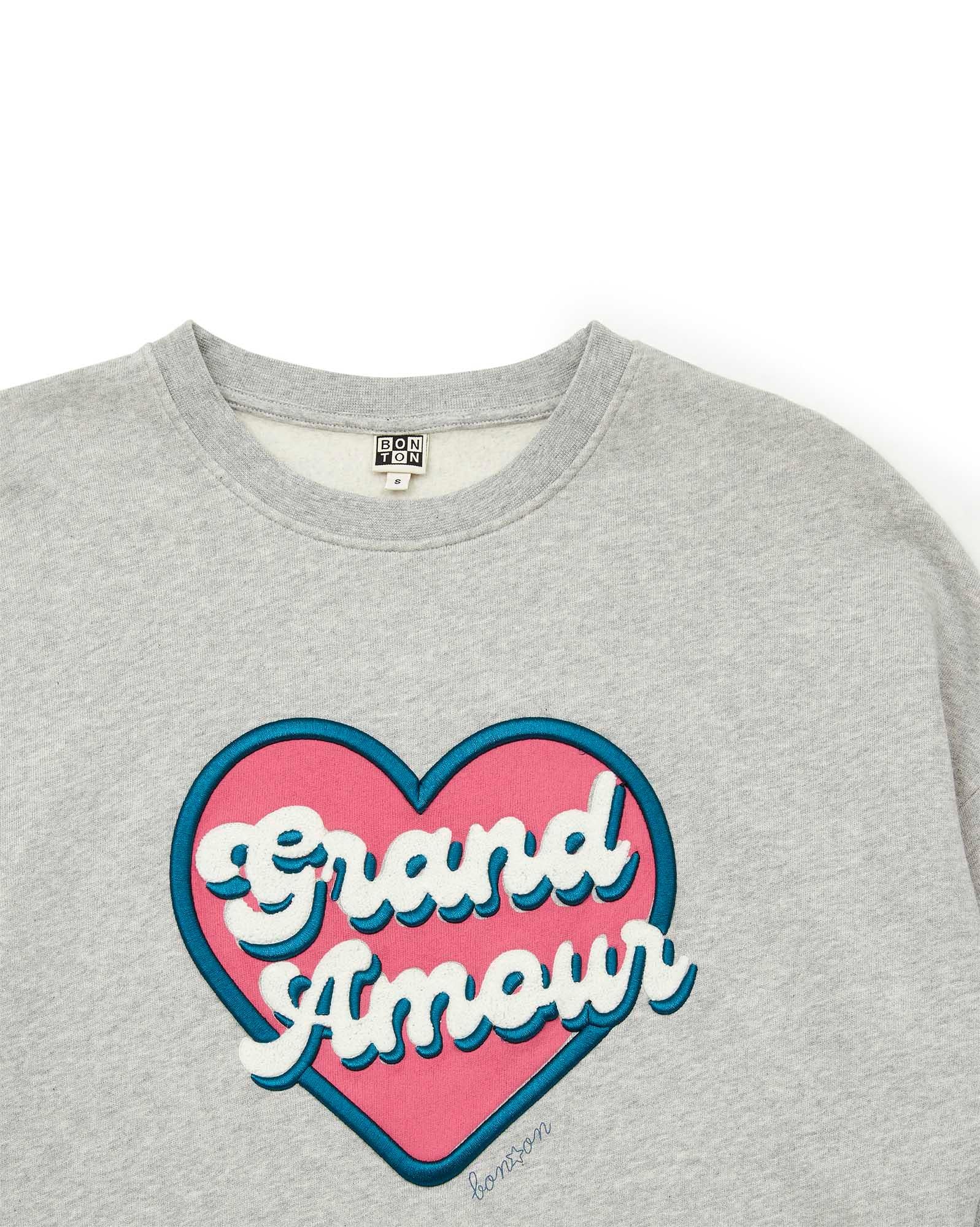 Sweat love gris Femme en coton biologique