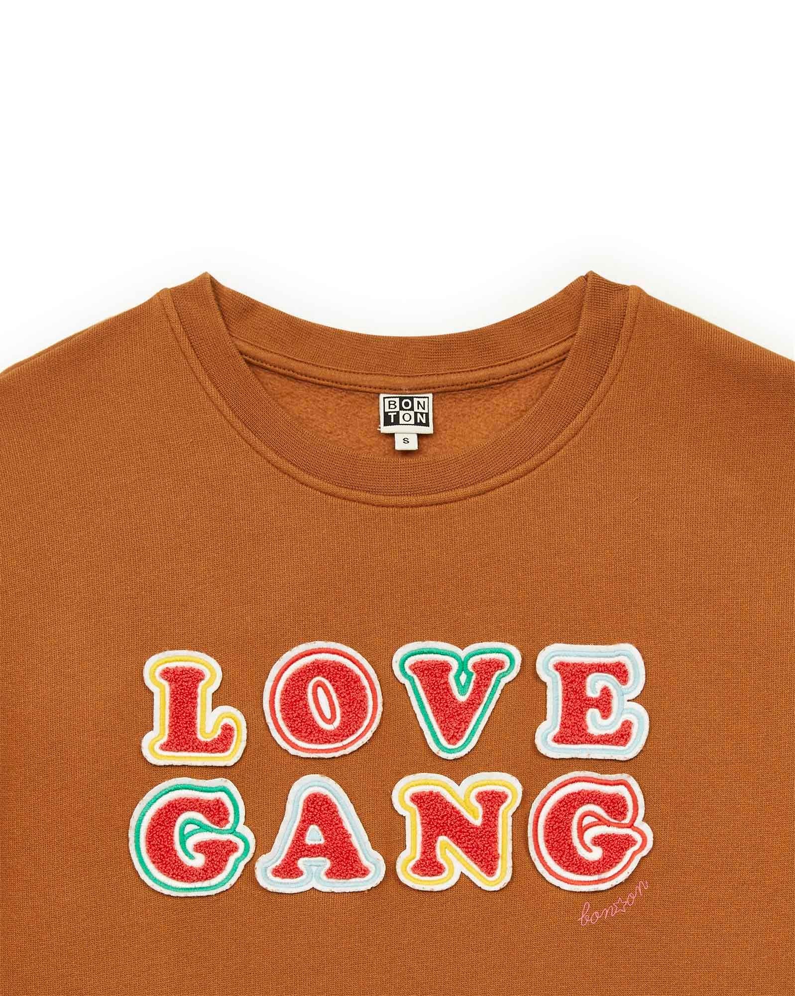 Sweat love marron Femme en coton biologique