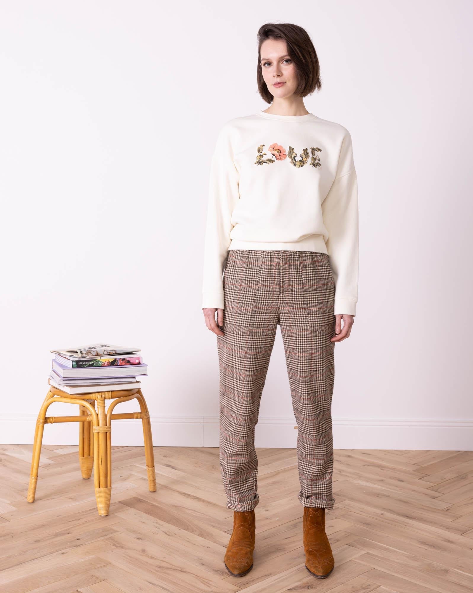 Sweat Love beige Femme en 100% coton