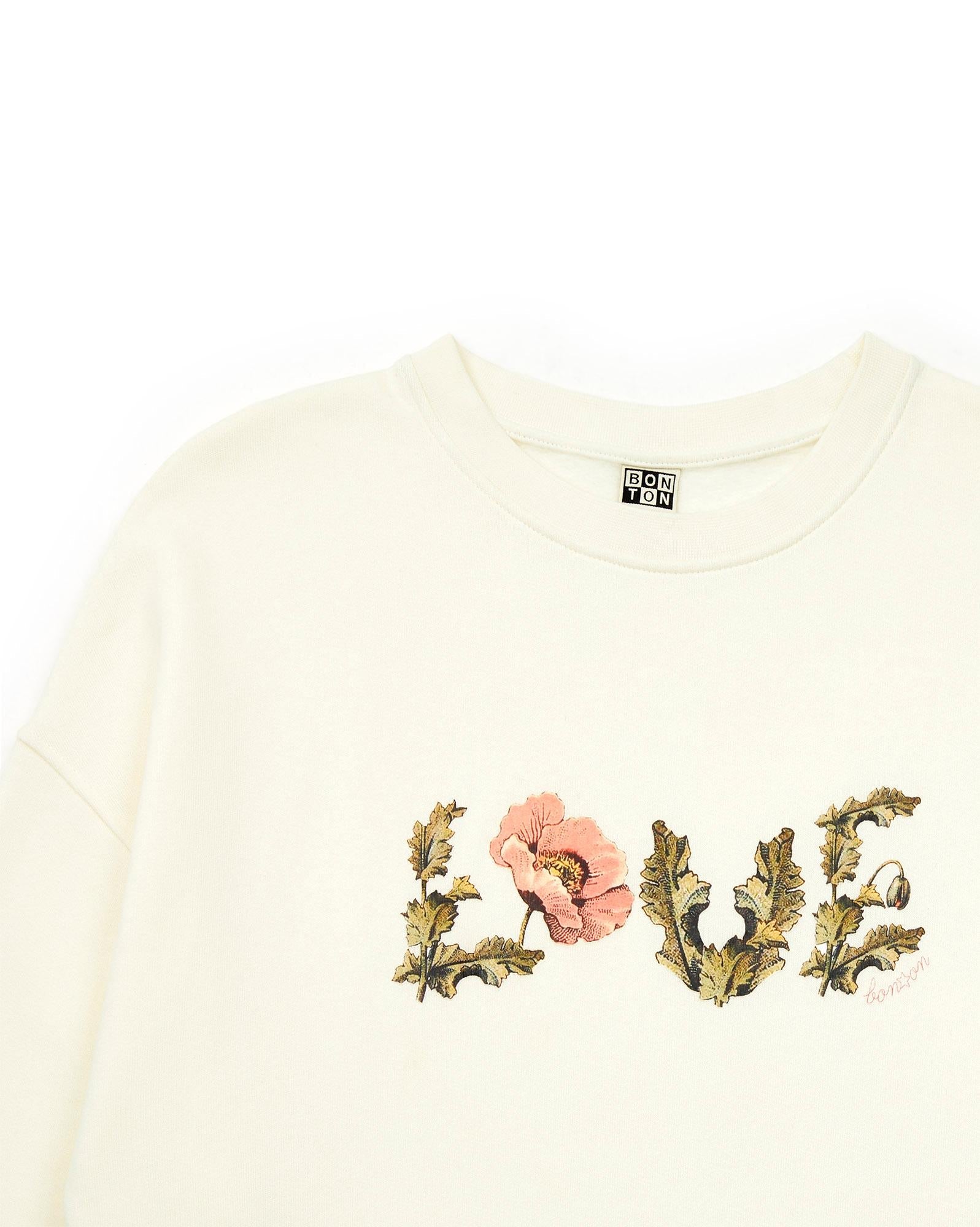 Sweat Love beige Femme en 100% coton