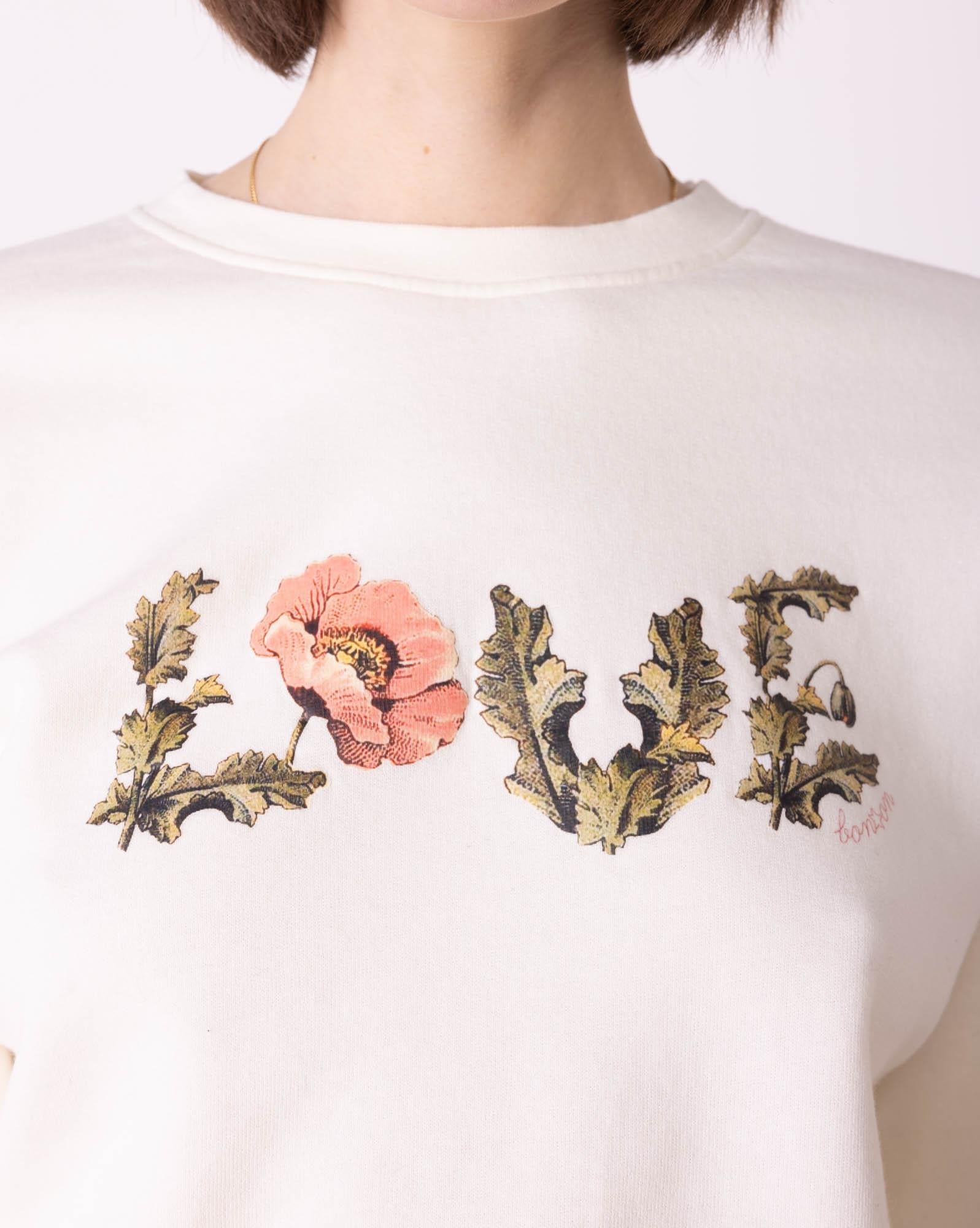 Sweat Love beige Femme en 100% coton