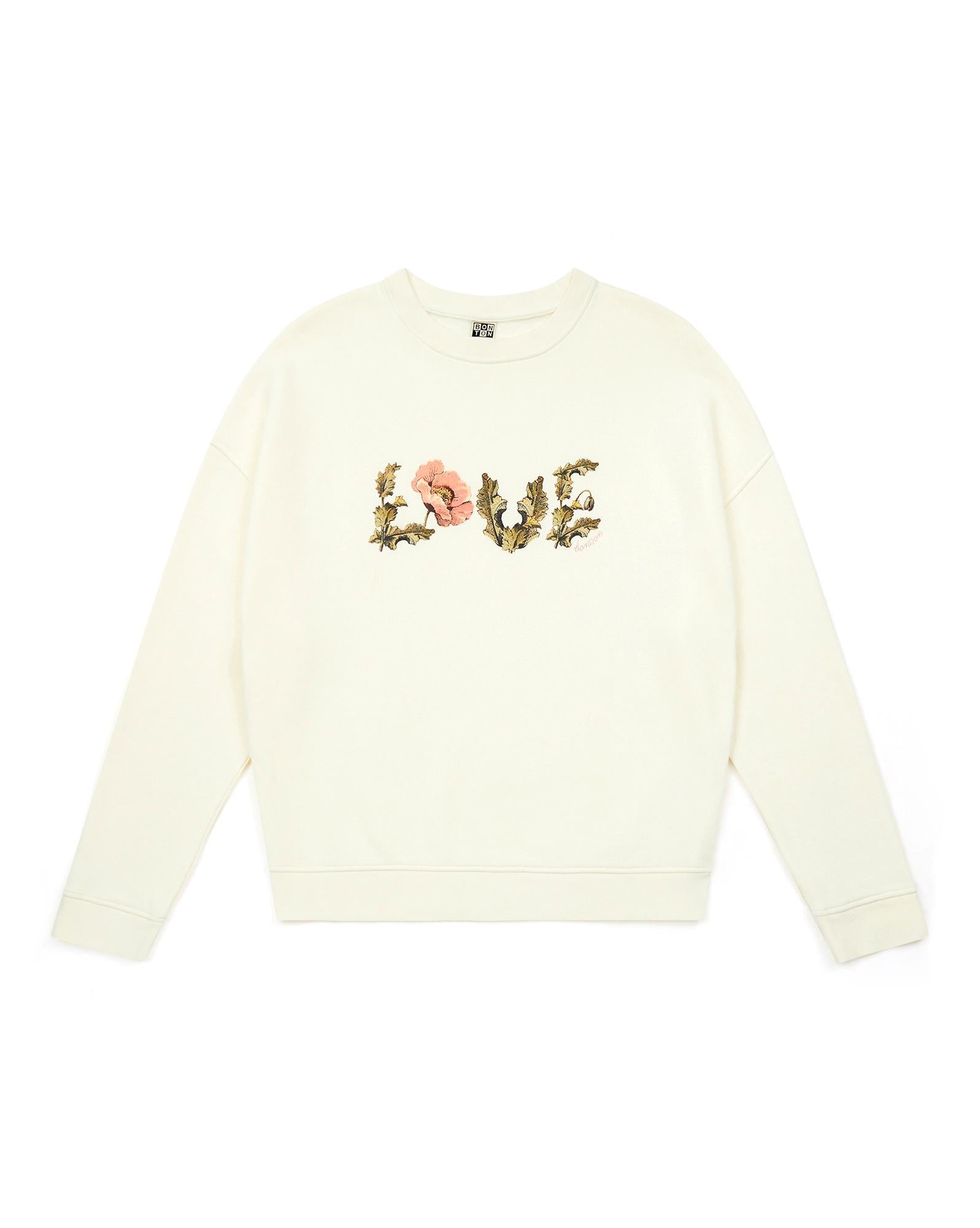 Sweat Love beige Femme en 100% coton