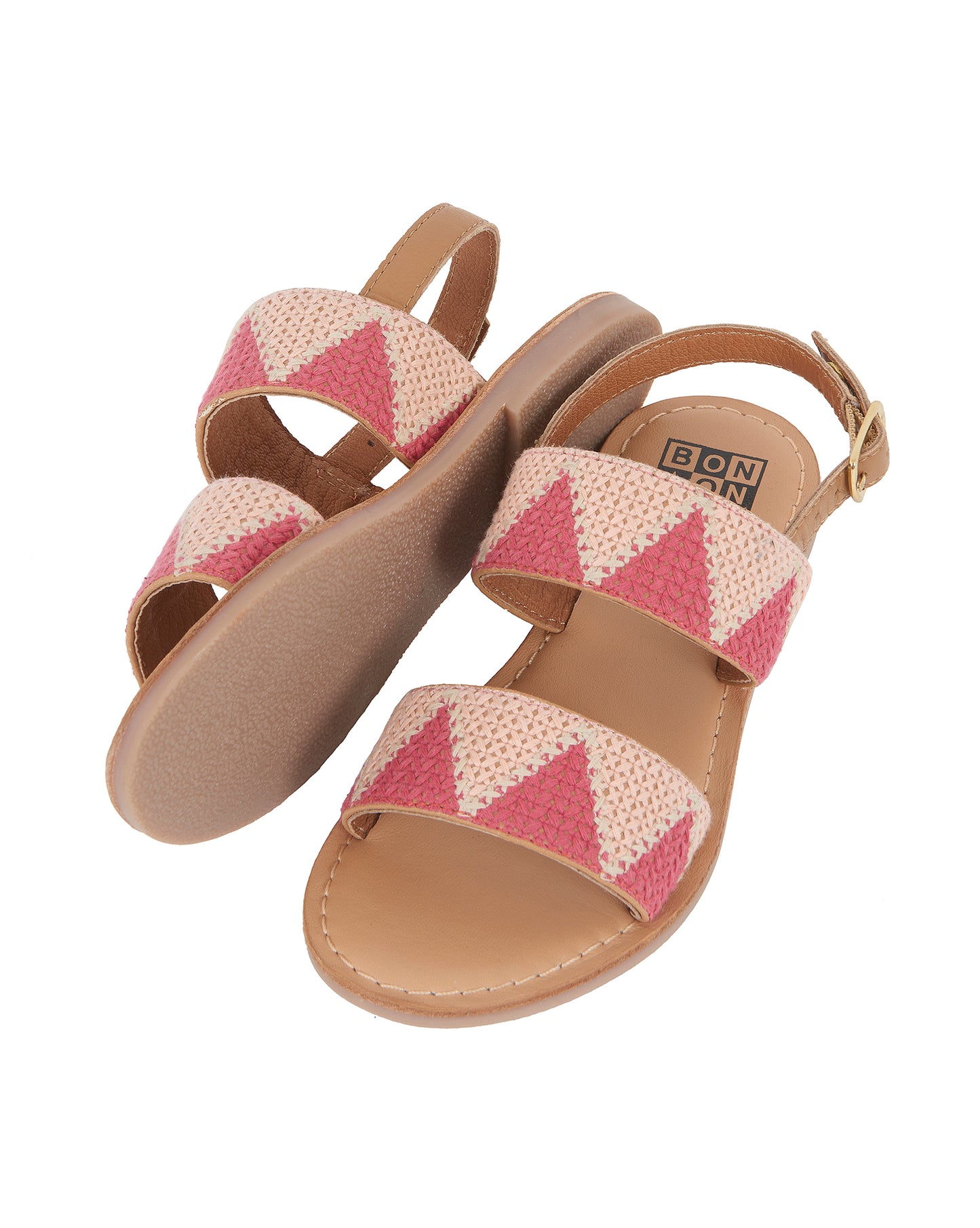 Sandals - Sandra Pink Cross dots leather