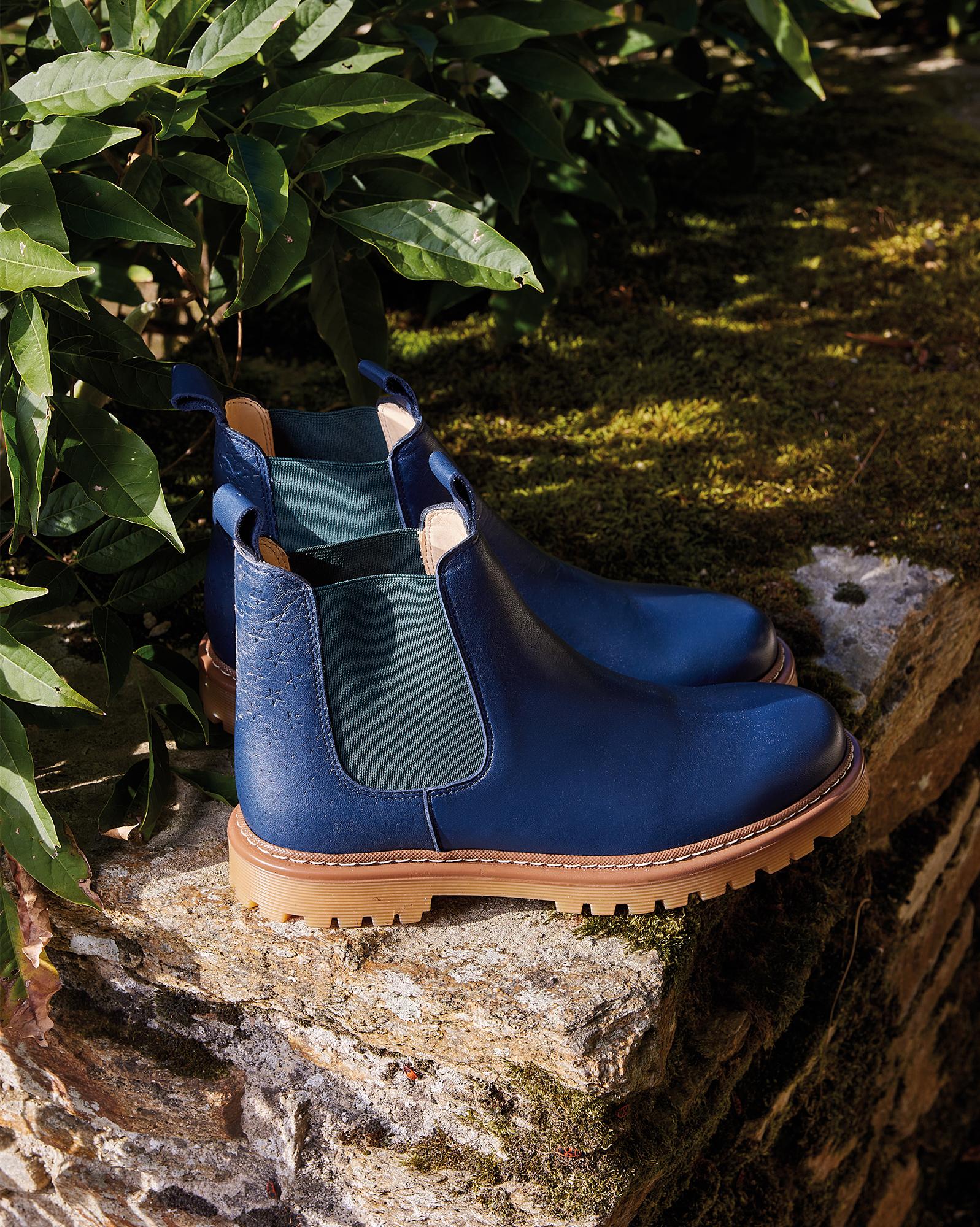 BONTONxANGULUS Bottines Chelsea bleues en cuir