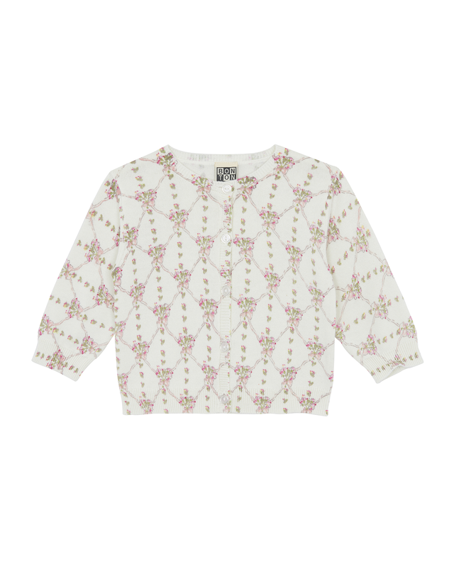 Cardigan - LILET Pink Baby Cotton mesh Printe - Image principale