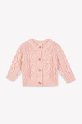 Cardigan - Tiffa Pink Baby cotton Knitwearopenwork