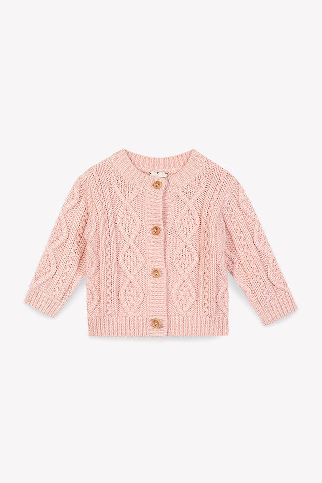 Cardigan - Tiffa rose Bébé coton maille ajourée - Image principale