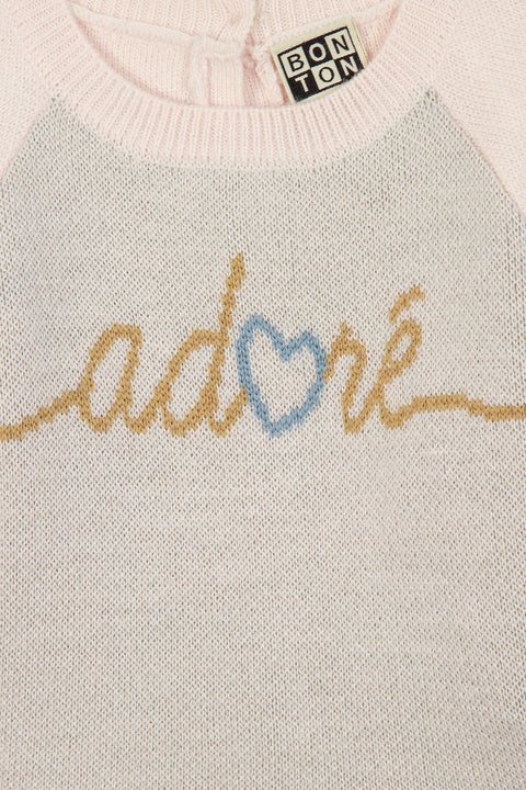Outfit - Maxence Beige Baby in double jacquard knitting - Image principale