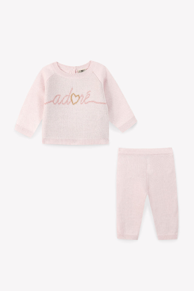 Outfit - Maxence Pink Baby in double jacquard knitting - Image principale