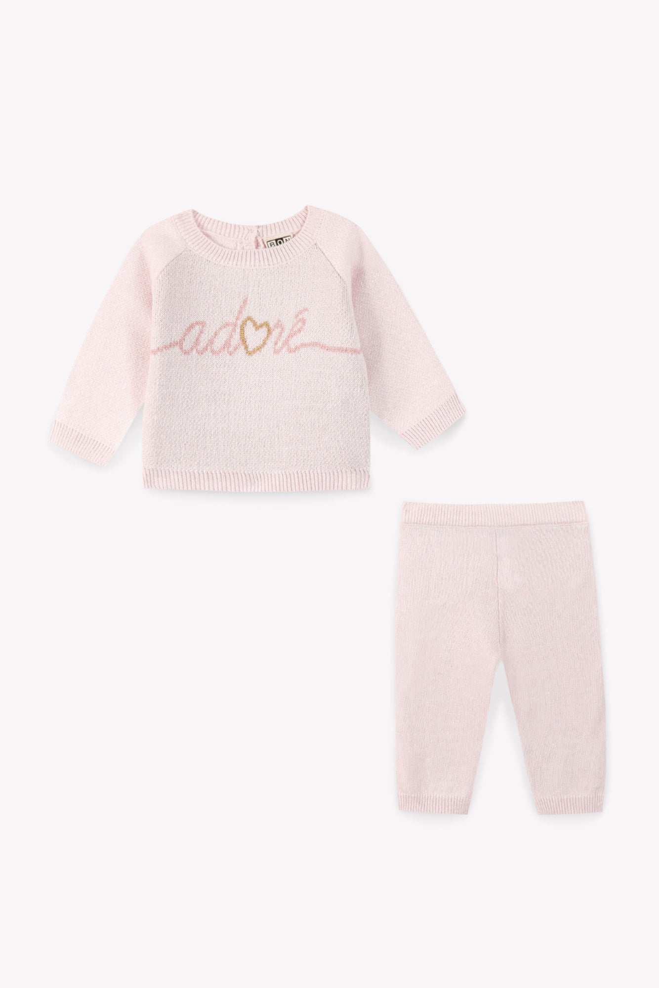 Ensemble - Maxence rose Bébé en tricot double jacquard