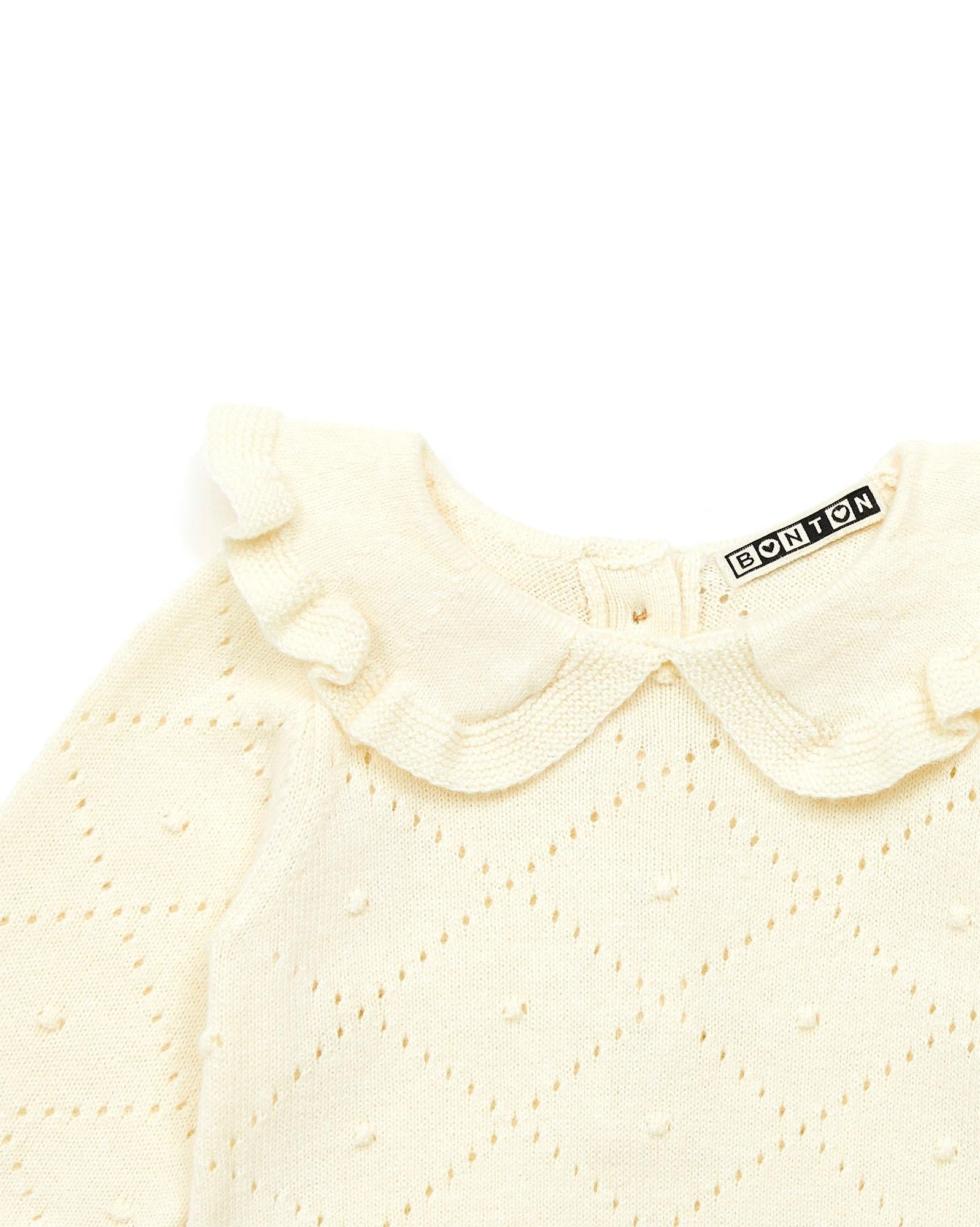 Combinaison beige Bébé en tricot ajouré