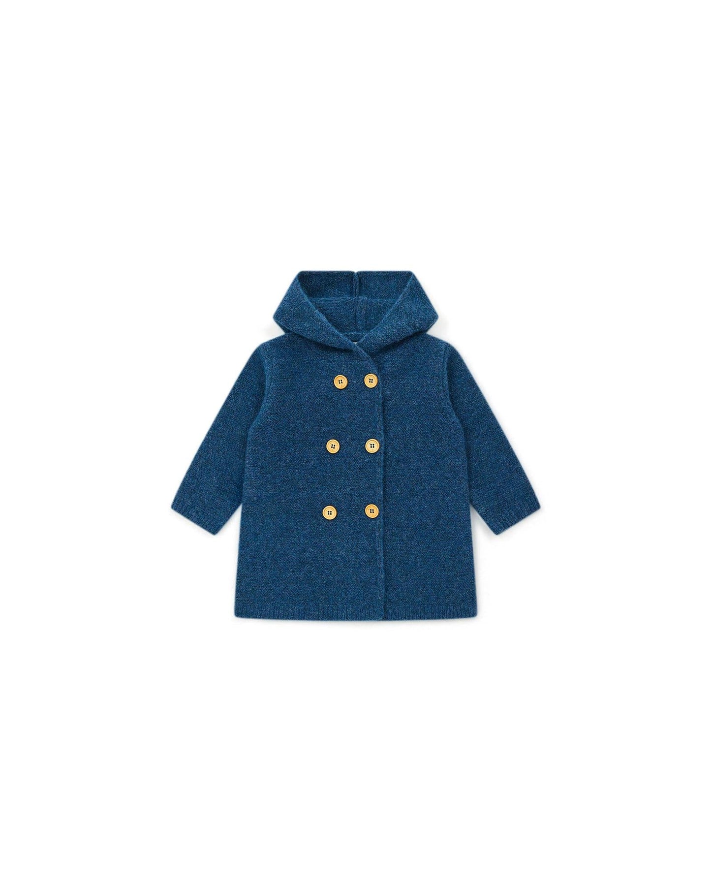 Manteau Miro bleu Bébé en tricot point mousse