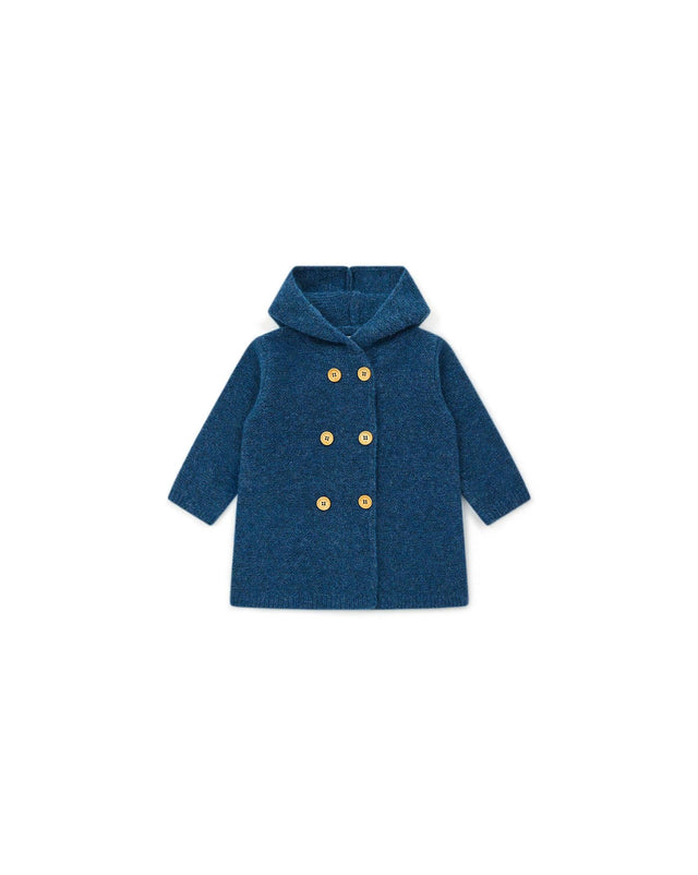 Manteau - Miro bleu Bébé en tricot point mousse - Image principale
