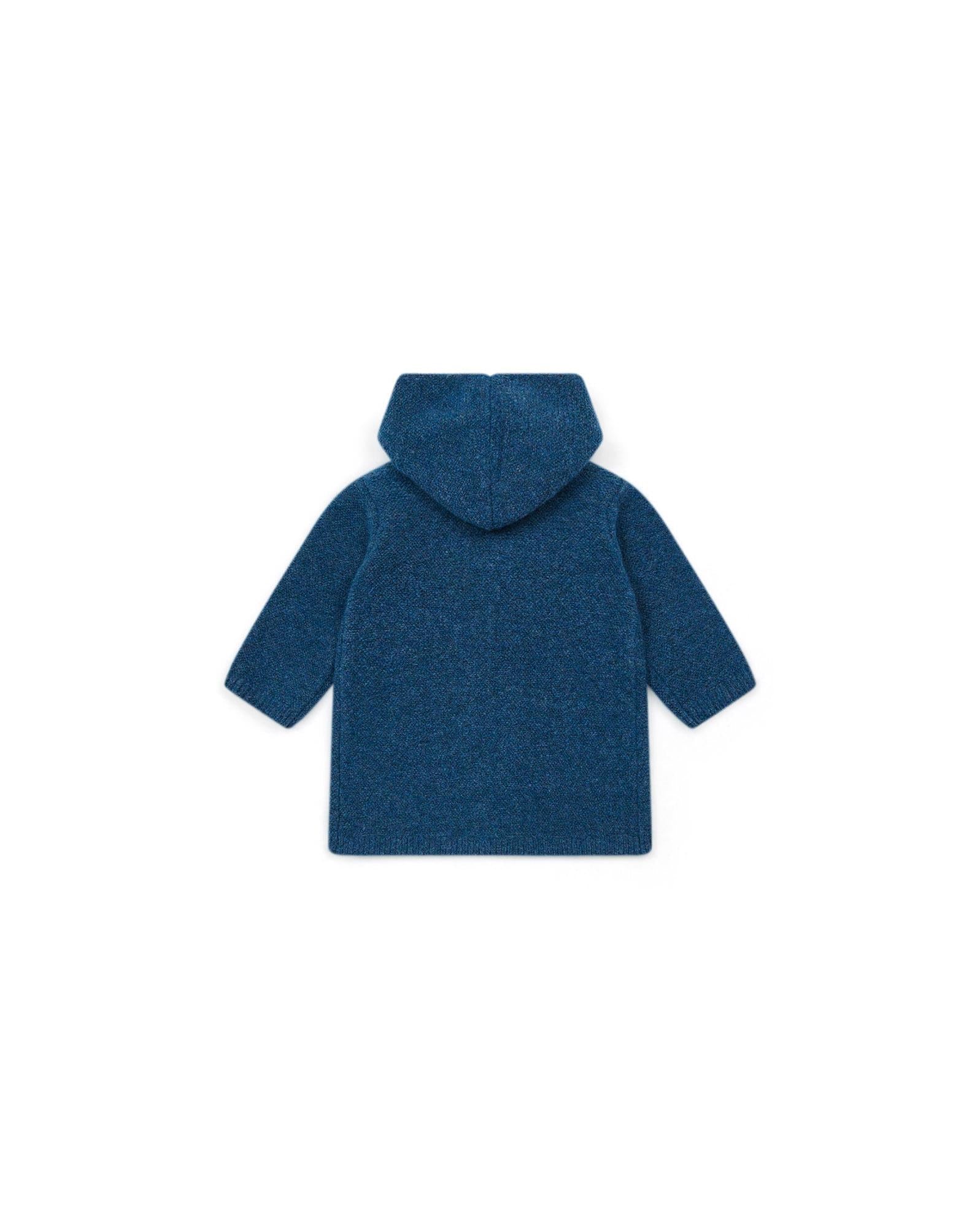 Manteau Miro bleu Bébé en tricot point mousse