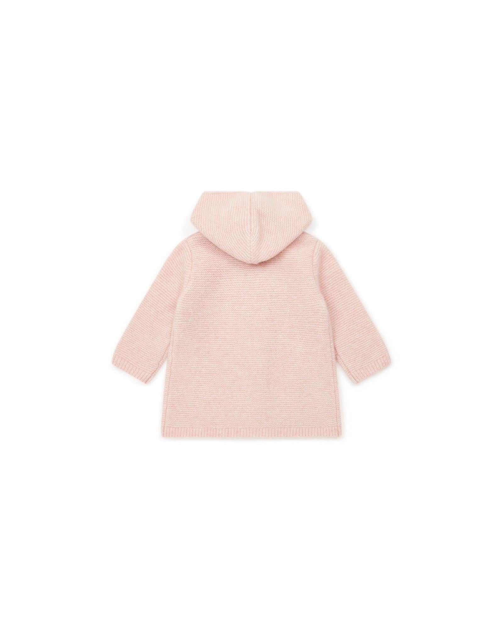 Manteau Miro rose Bébé en tricot point mousse