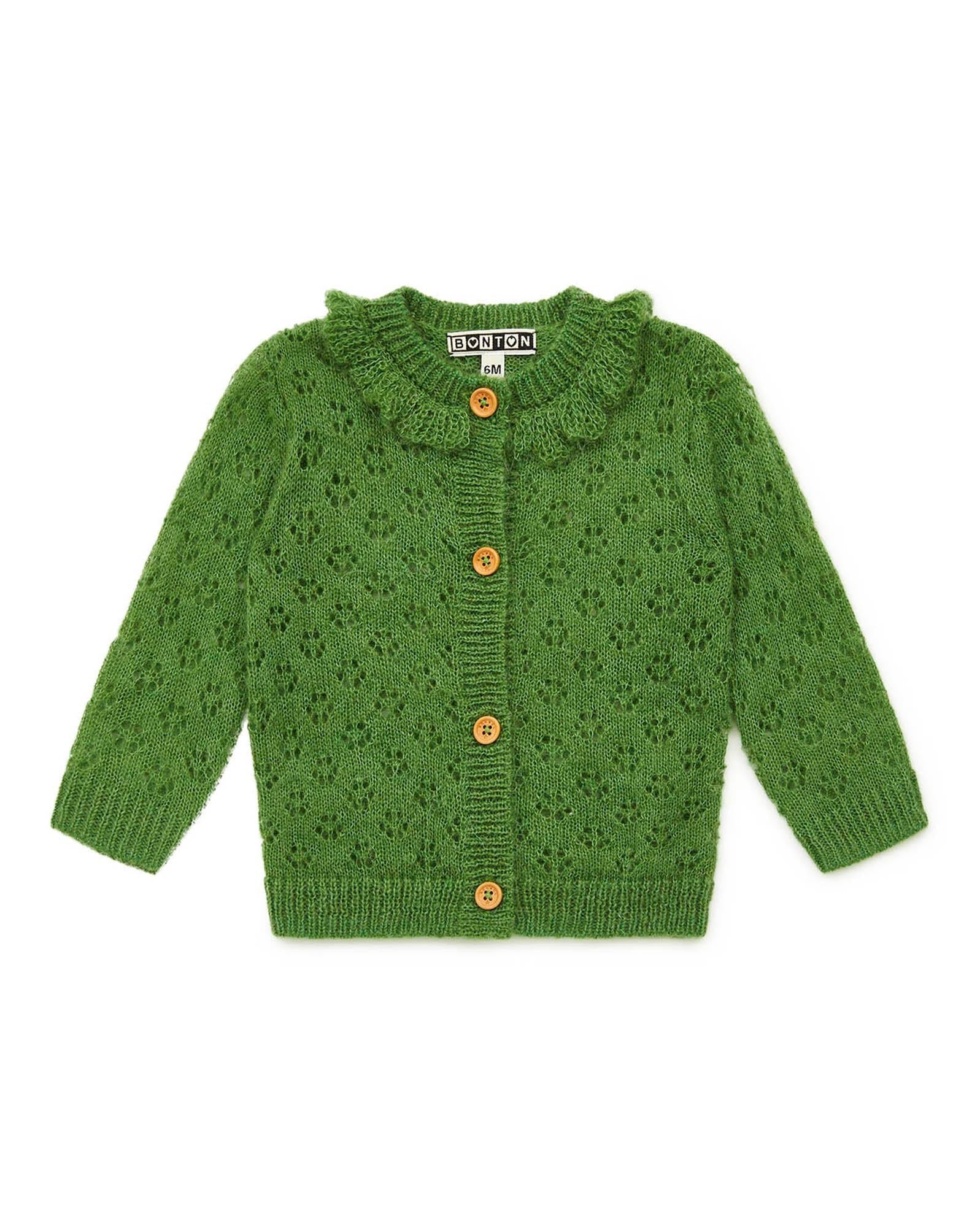 Cardigan Corolle vert Bébé en tricot