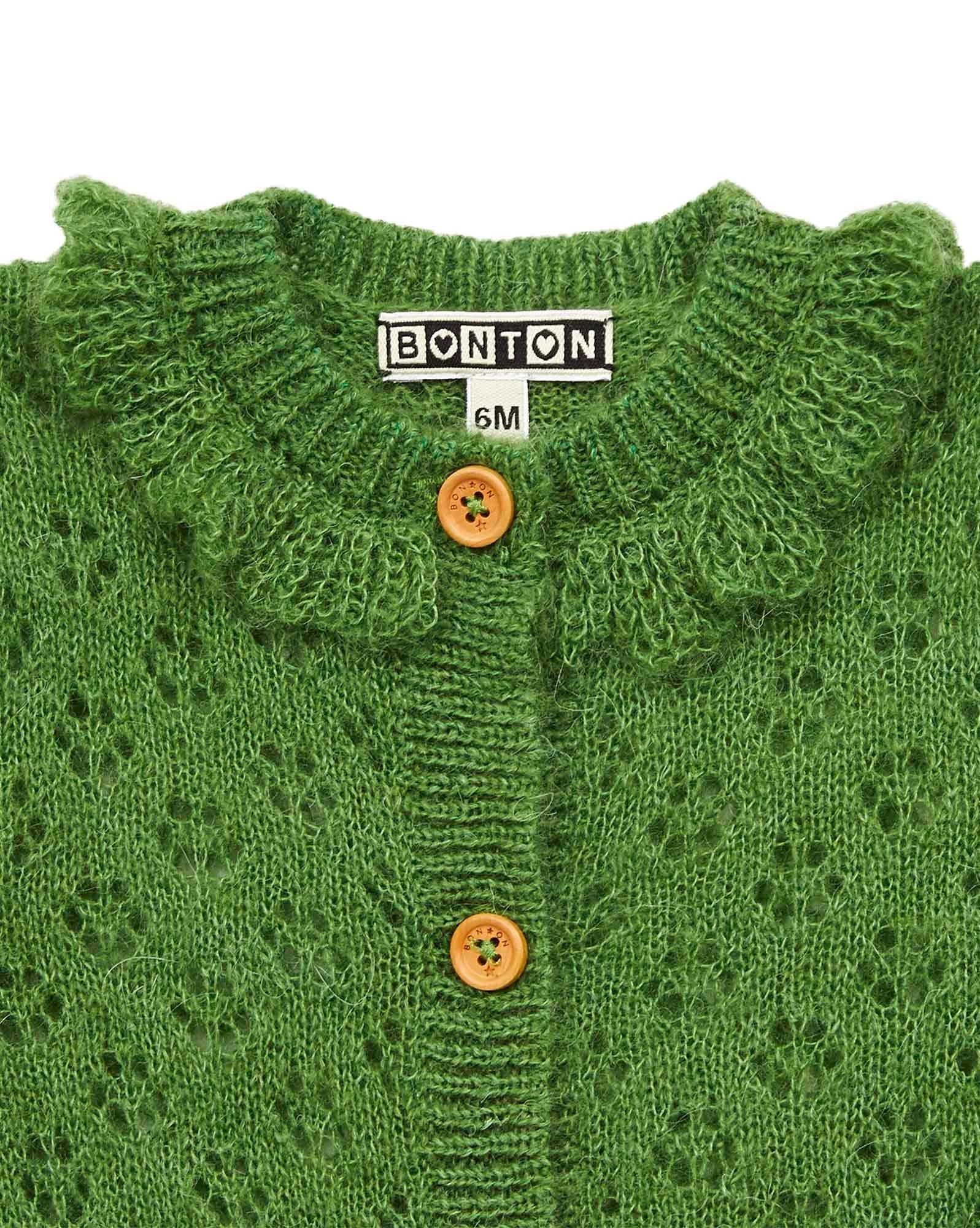 Cardigan Corolle vert Bébé en tricot