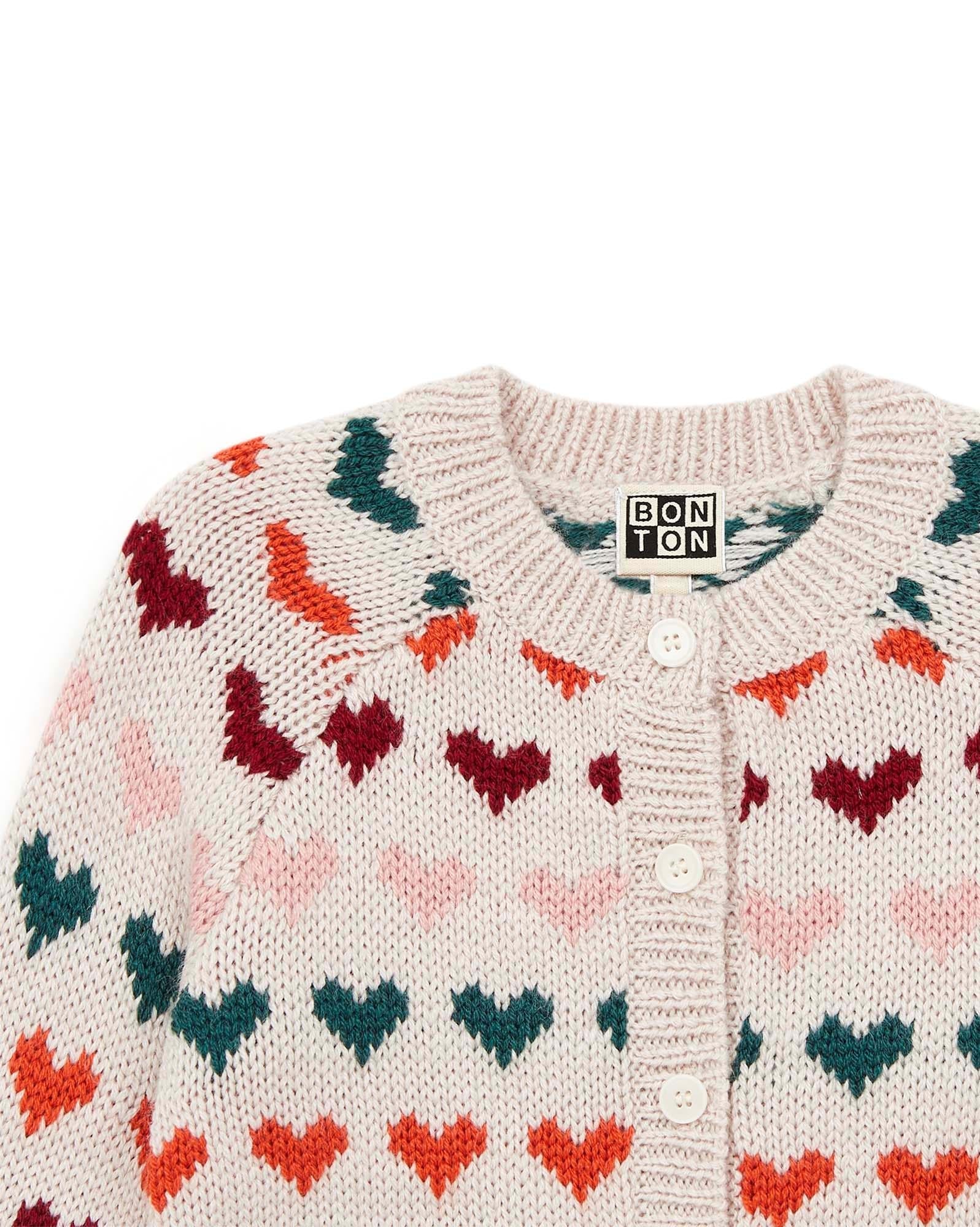 Cardigan beige Bébé en tricot jacquard