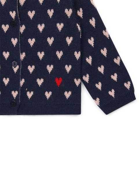 Cardigan - Mylove Blue Baby Print hearts - Image principale