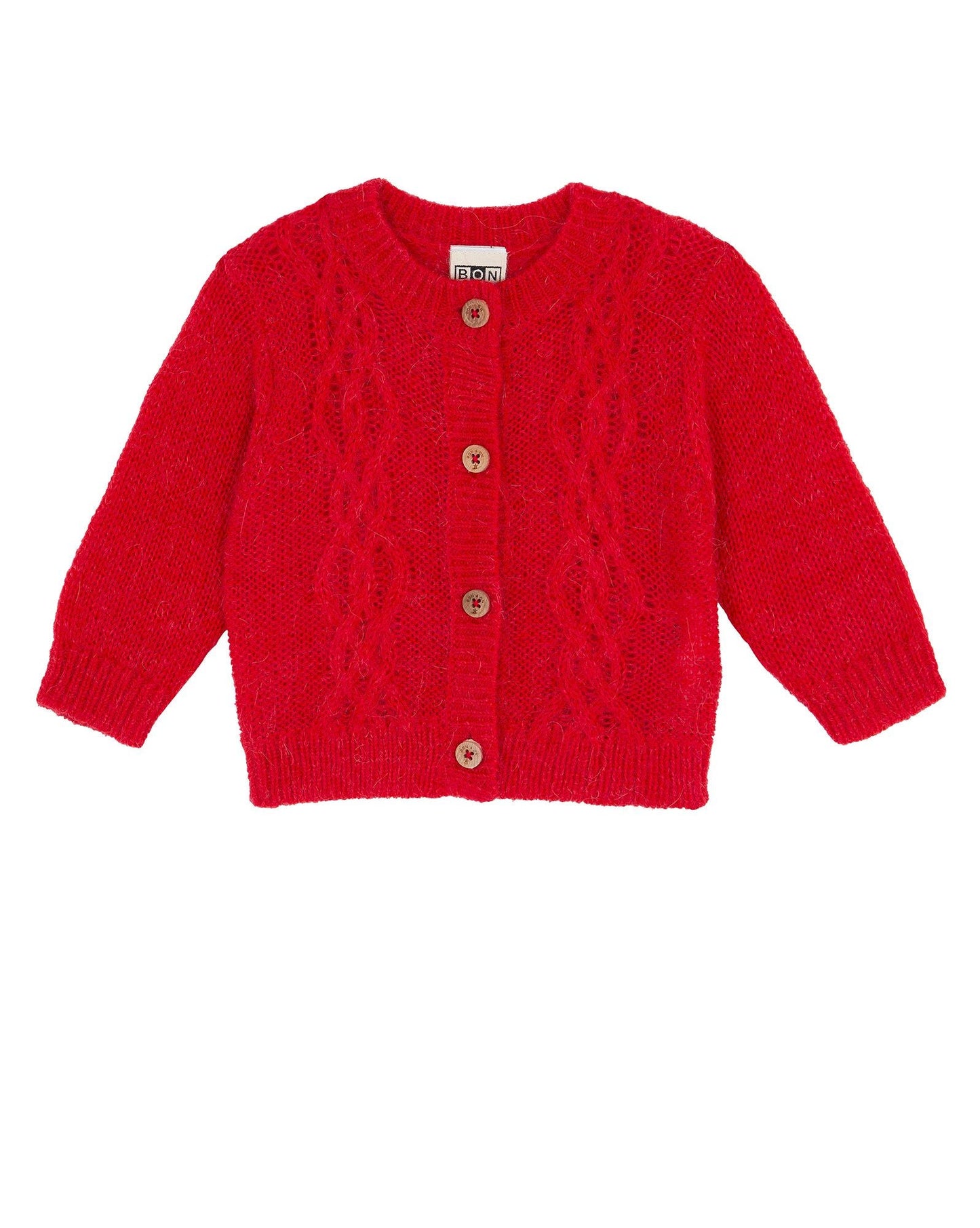 Cardigan Mini Bernard Red Baby in Knitwearopenwork