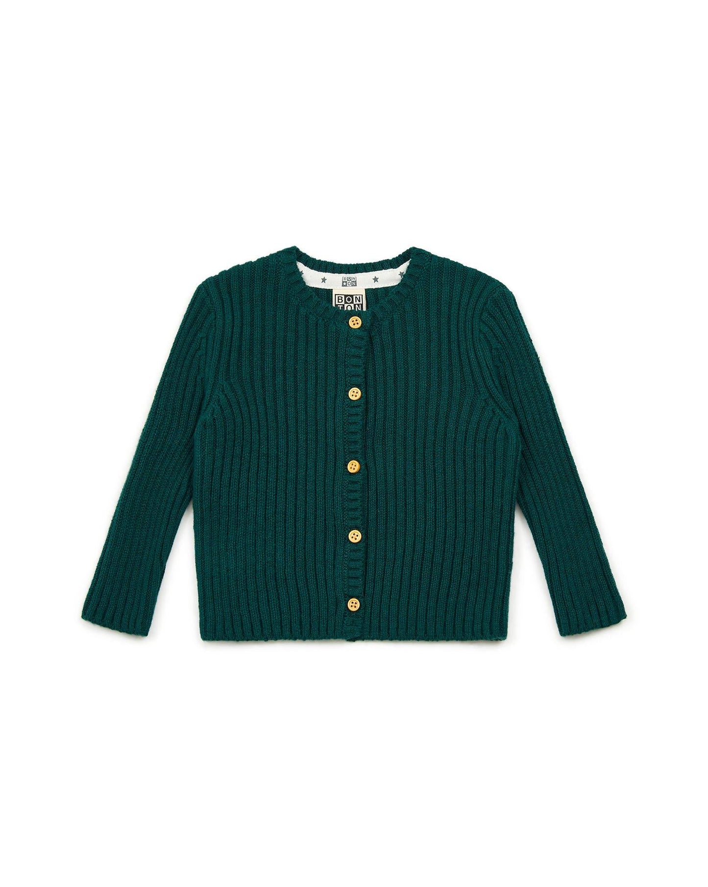 Cardigan - Sheep Green Baby ribbed