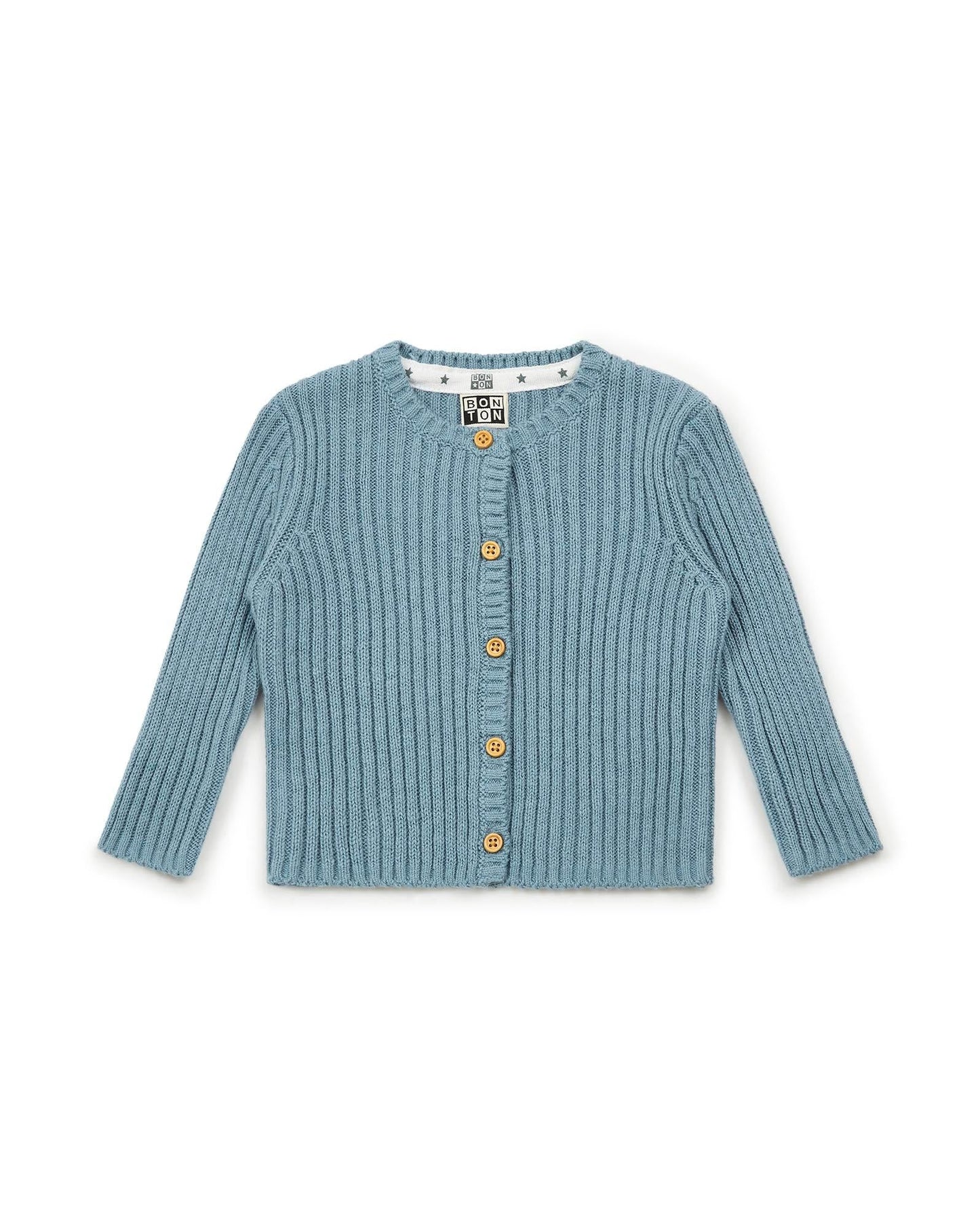Cardigan - Mouton bleu Bébé à côtes