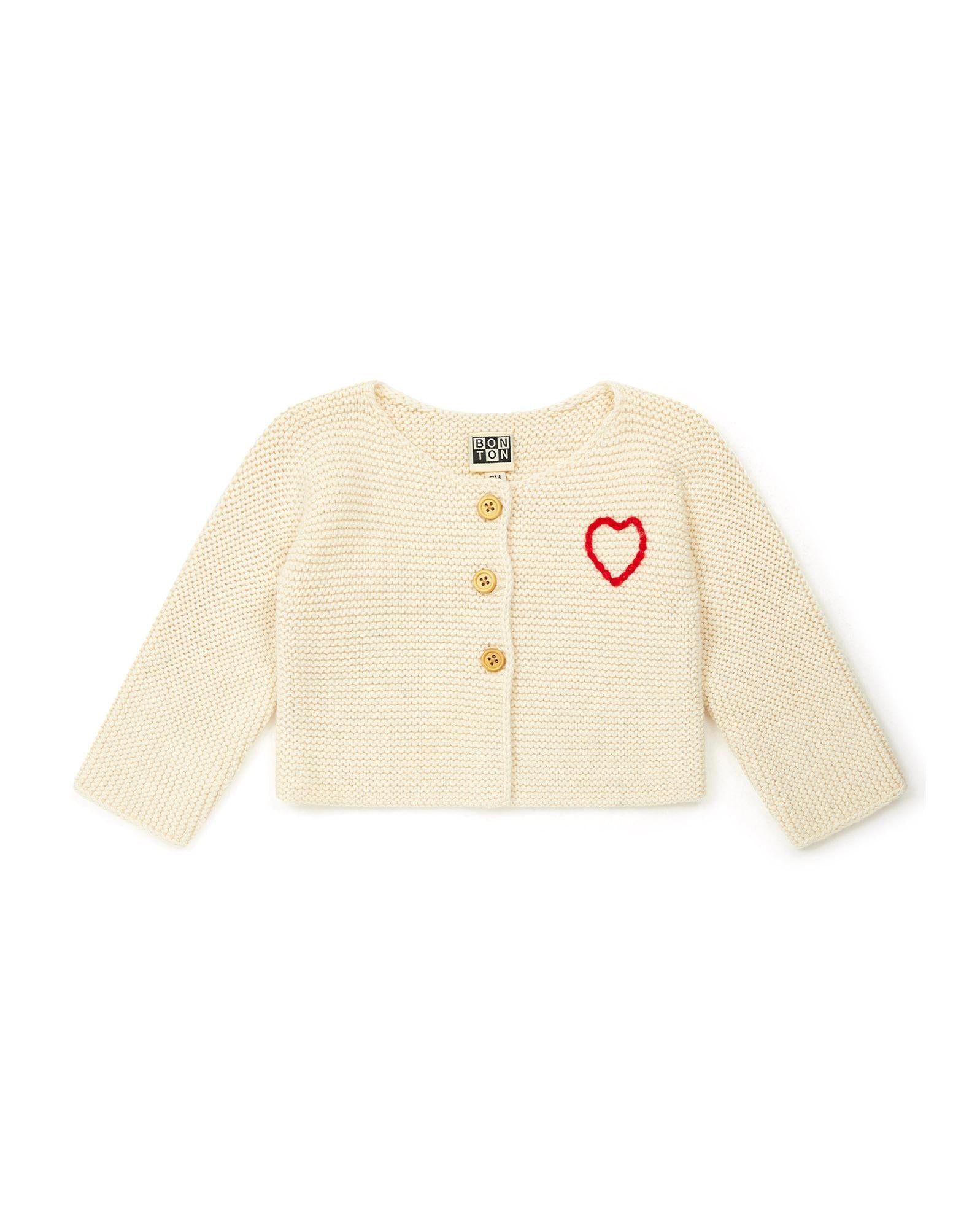 Cardigan Timousse beige Bébé en laine et coton