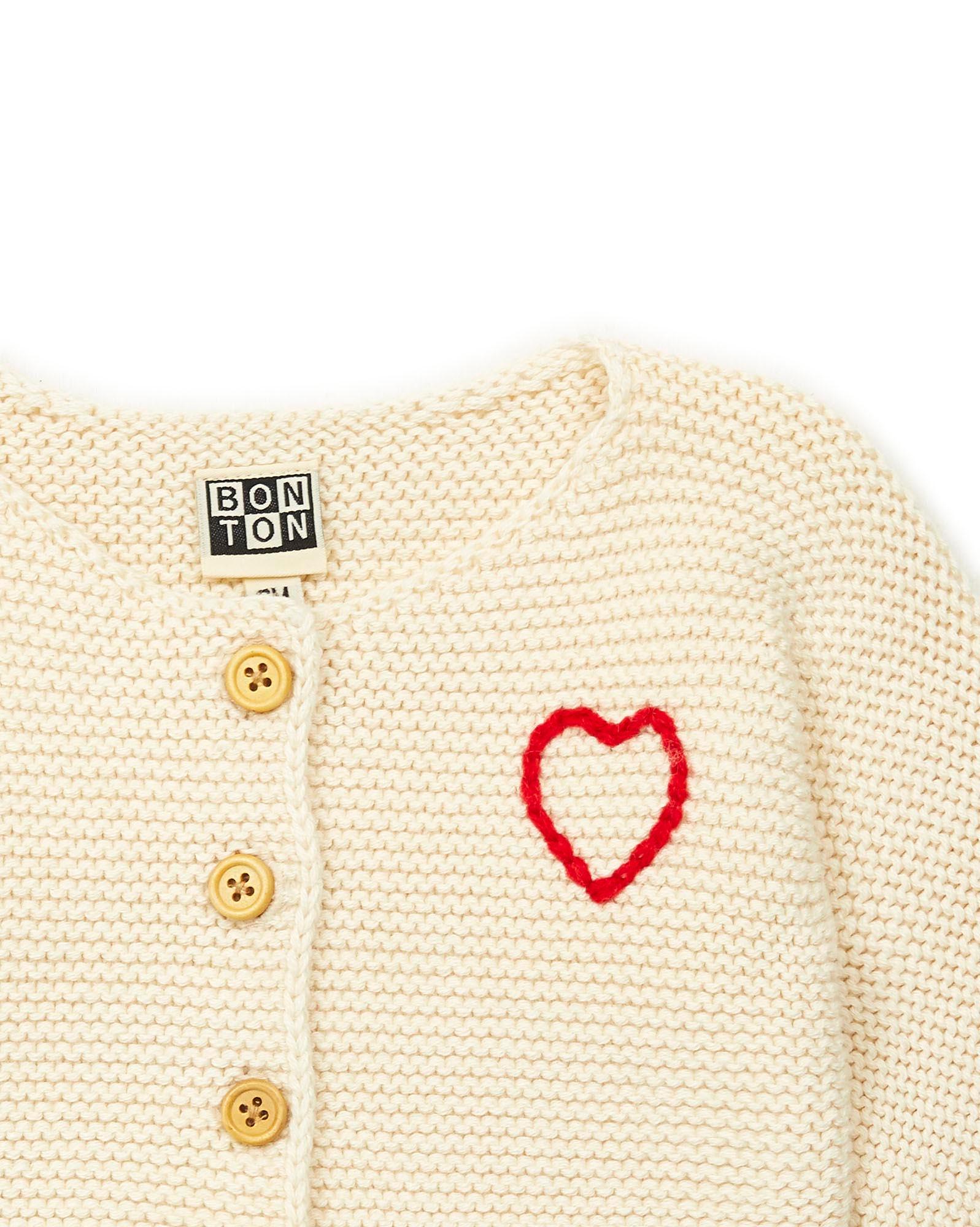 Cardigan Timousse beige Bébé en laine et coton
